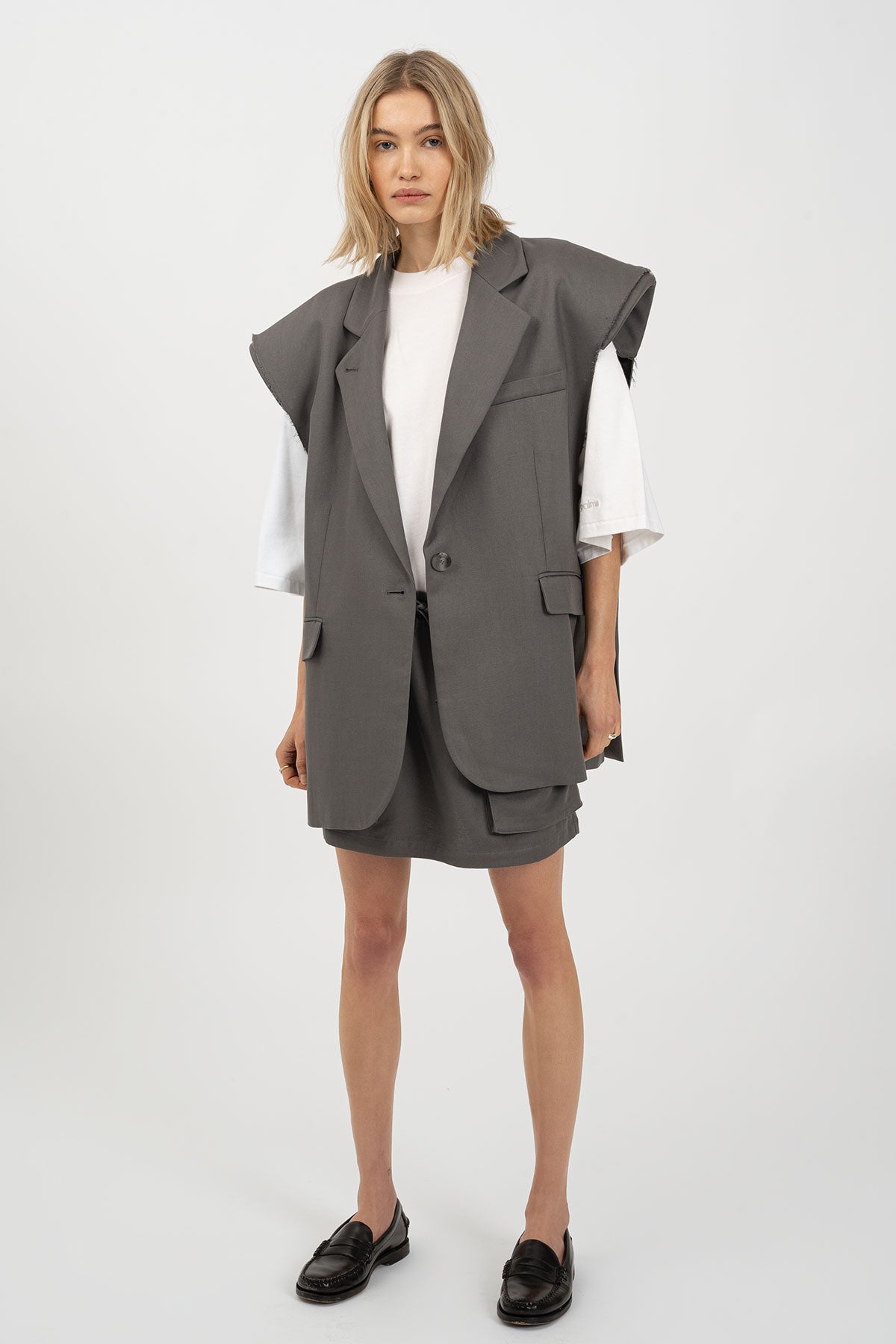 BOBBY Blazer Vest Dark Grey