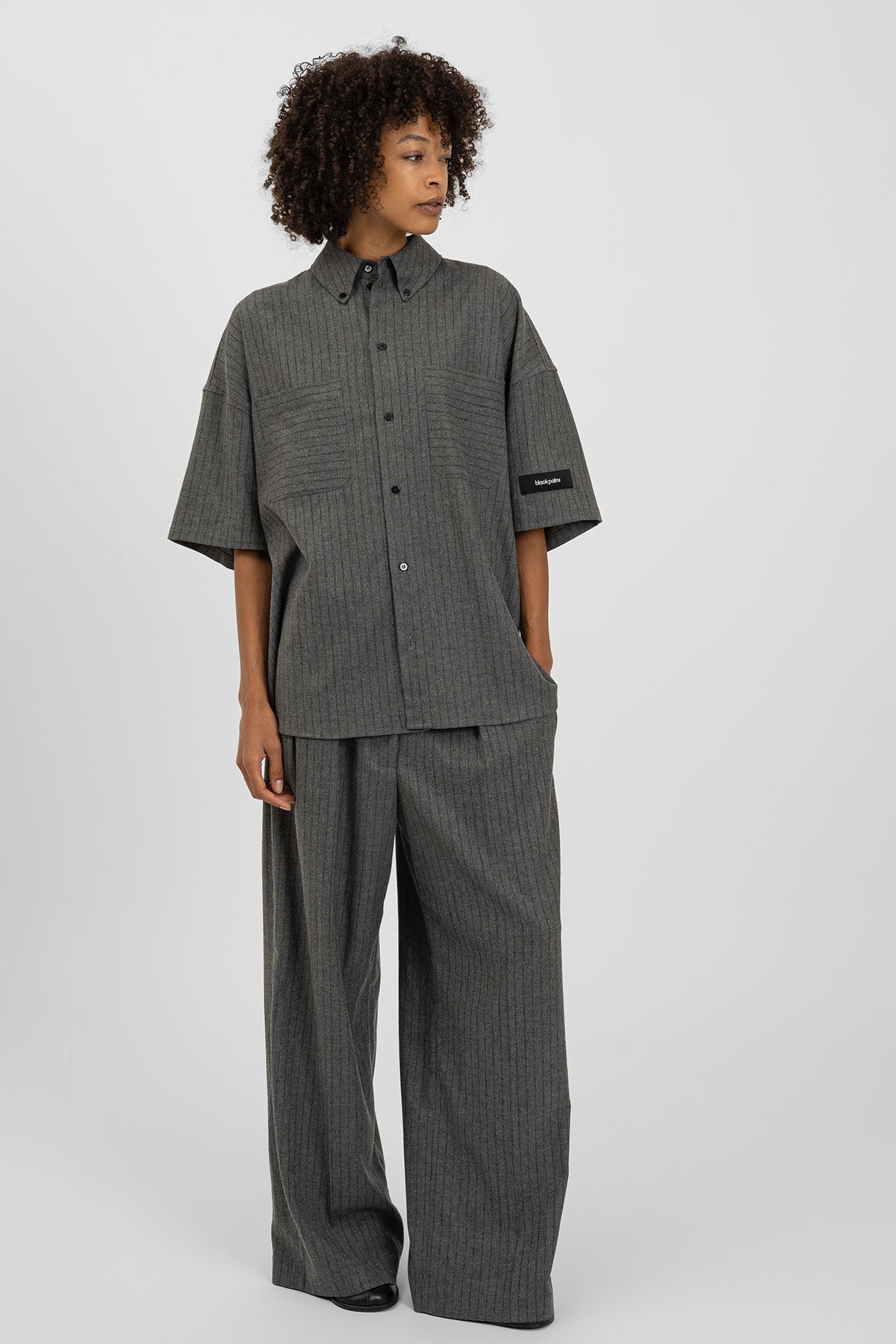 BENJA Short Shirt Pinstripe Grey