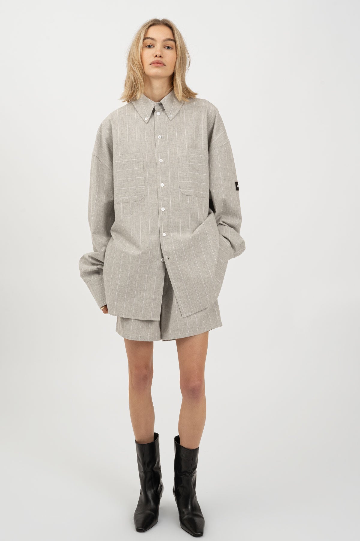 BRINO Shirt Light Grey Striped