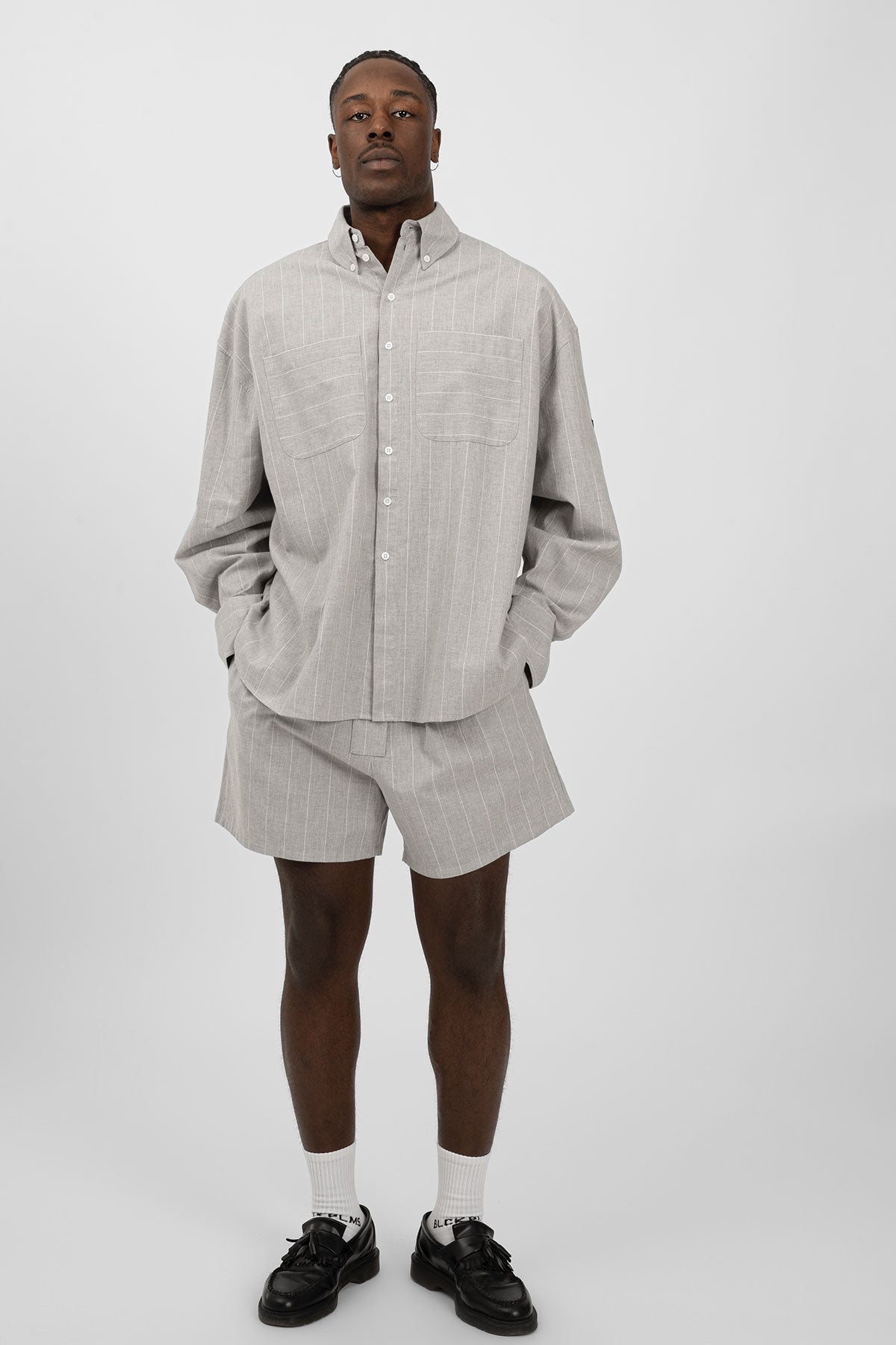 BRINO Shirt Light Grey Striped