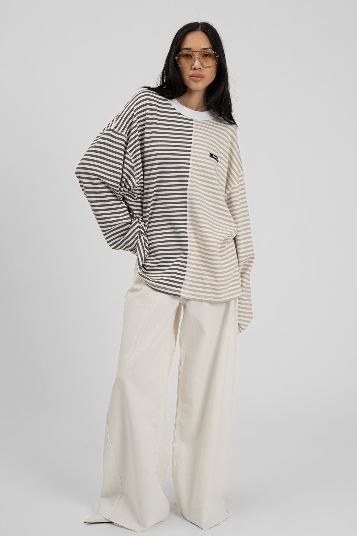 bp ICONIC 003 Long Tee Pistachio Striped