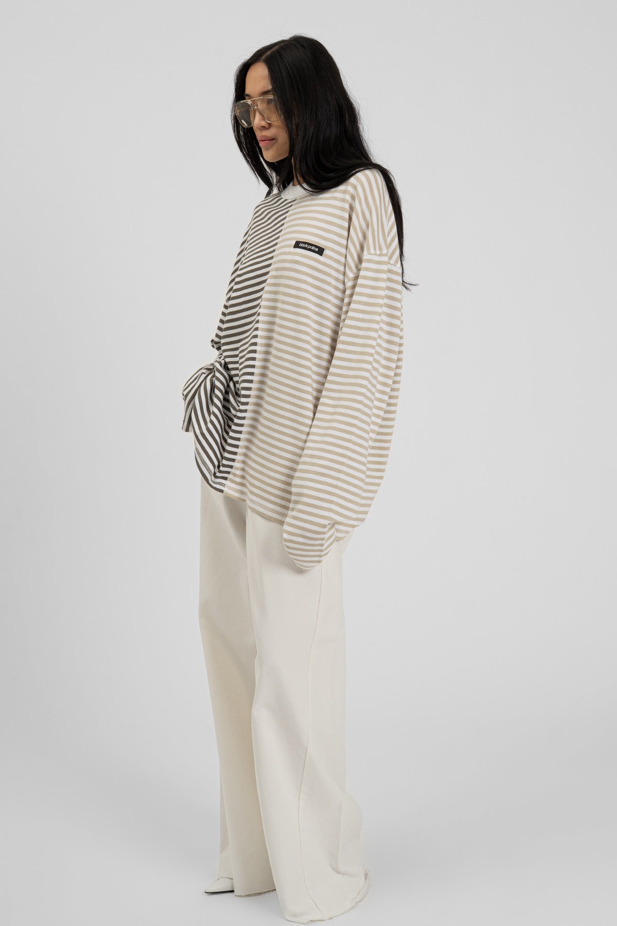 bp ICONIC 003 Long Tee Pistachio Striped